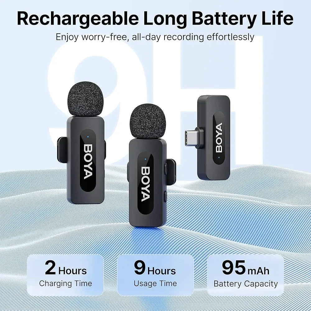 BOYA BY-V20 USB-C Dual Wireless Microphone System – 2 Transmitter Kit