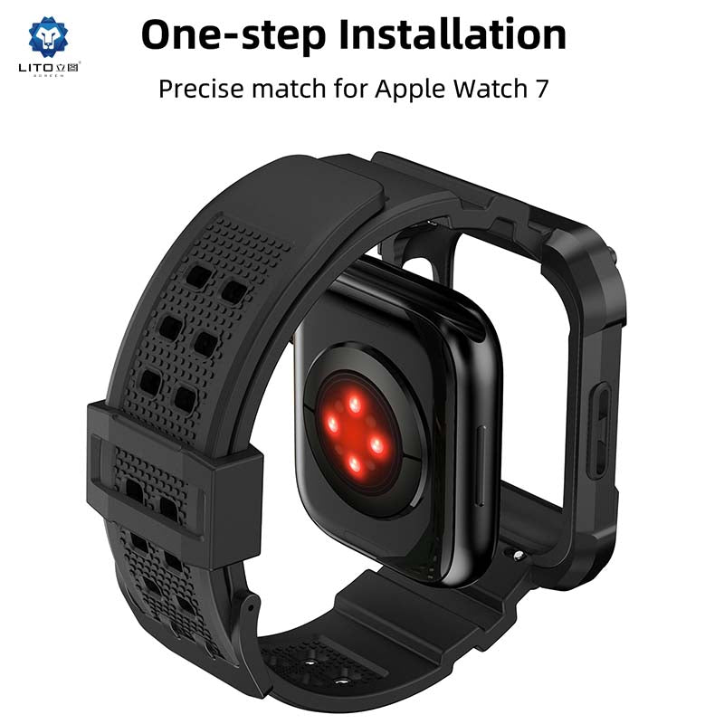 LITO LS-002 Apple Watch Band | 360° Protection | Alloy Case | One-Step Installation