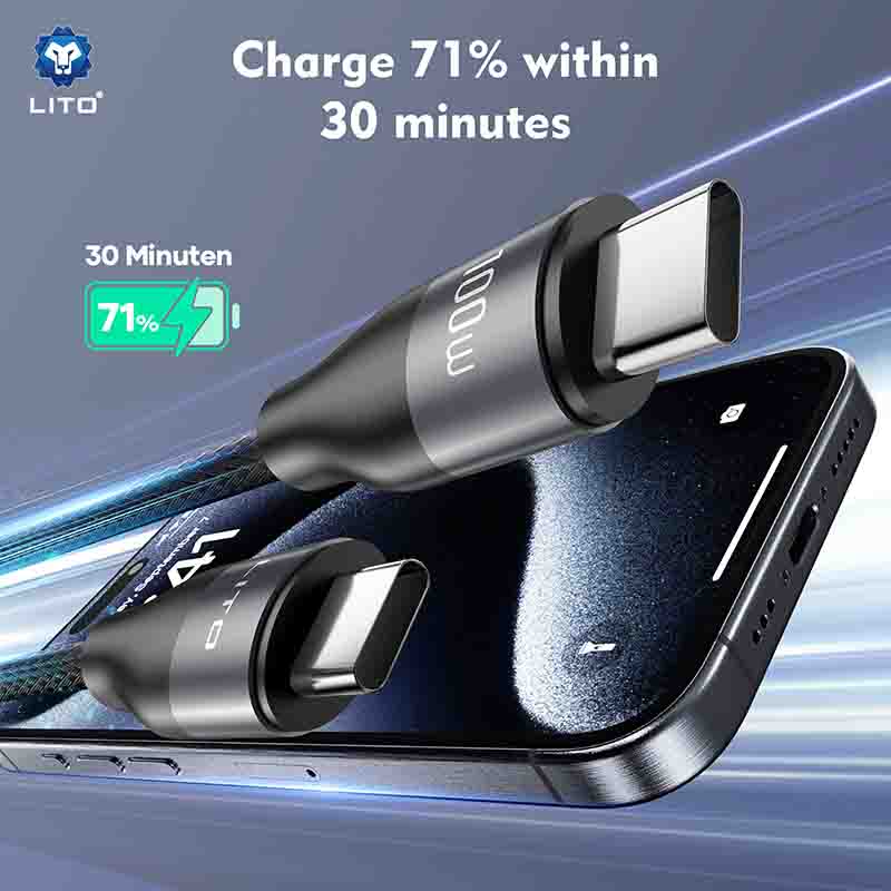 LITO LD23 1m 6A 100W Fast Charging Metal Type-C Cable