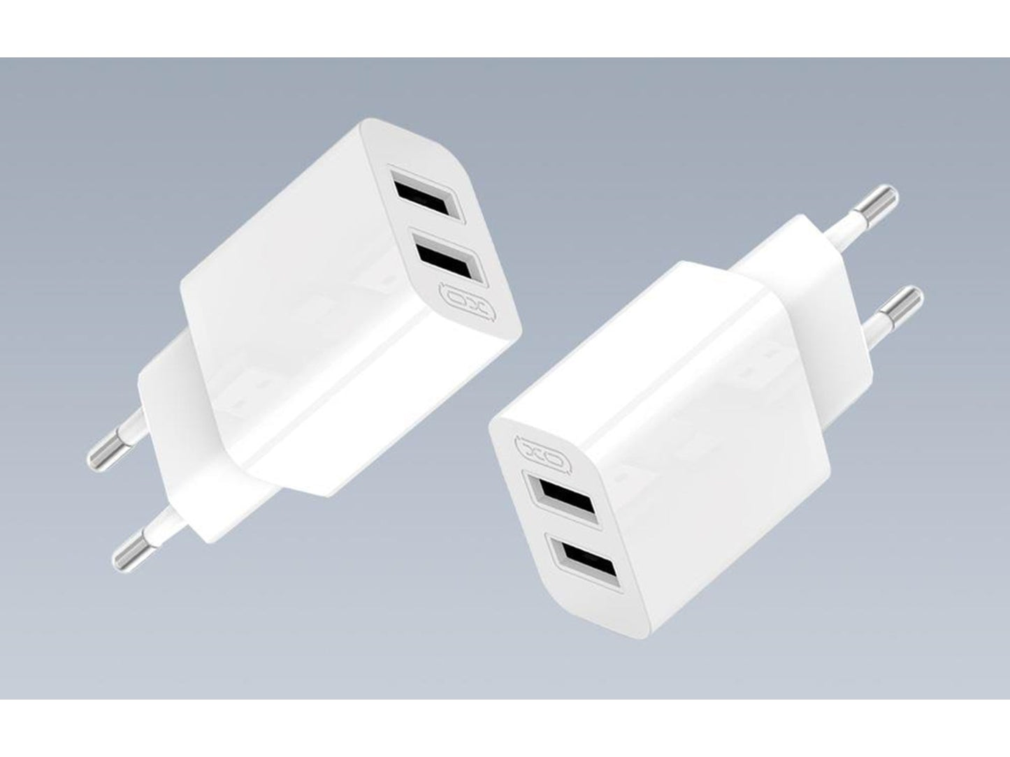 XO L109 Wall Charger | EU Plug | Dual USB-A Ports + Type-C Cable | 2.4A Fast Charging