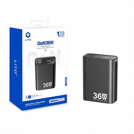 LITO LP02 GAN 36W Fast Charging 20000mAh High Capacity Power Bank