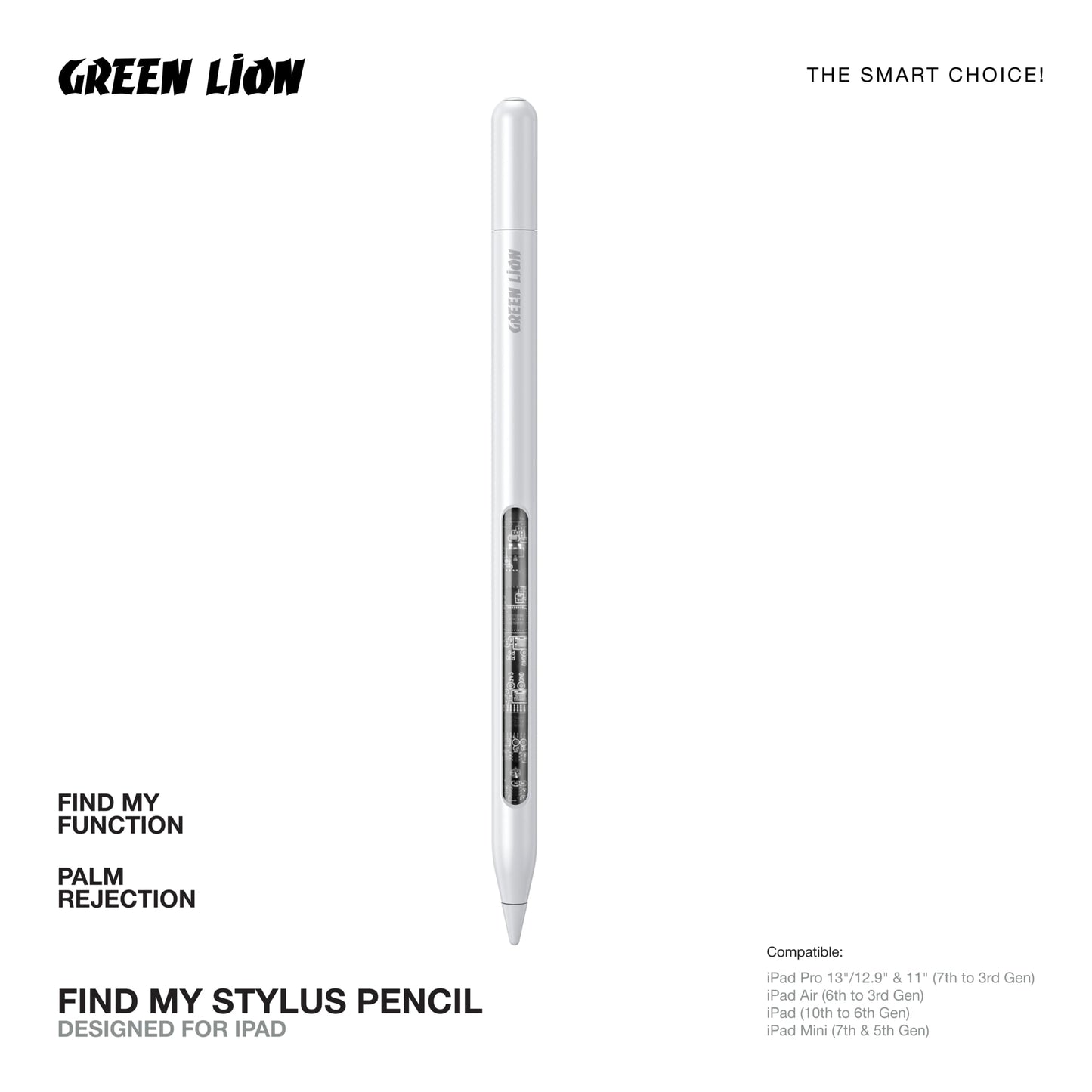 Green Lion Find My Stylus Pen | Magnetic, Tilt-Sensitive, Type-C Rechargeable