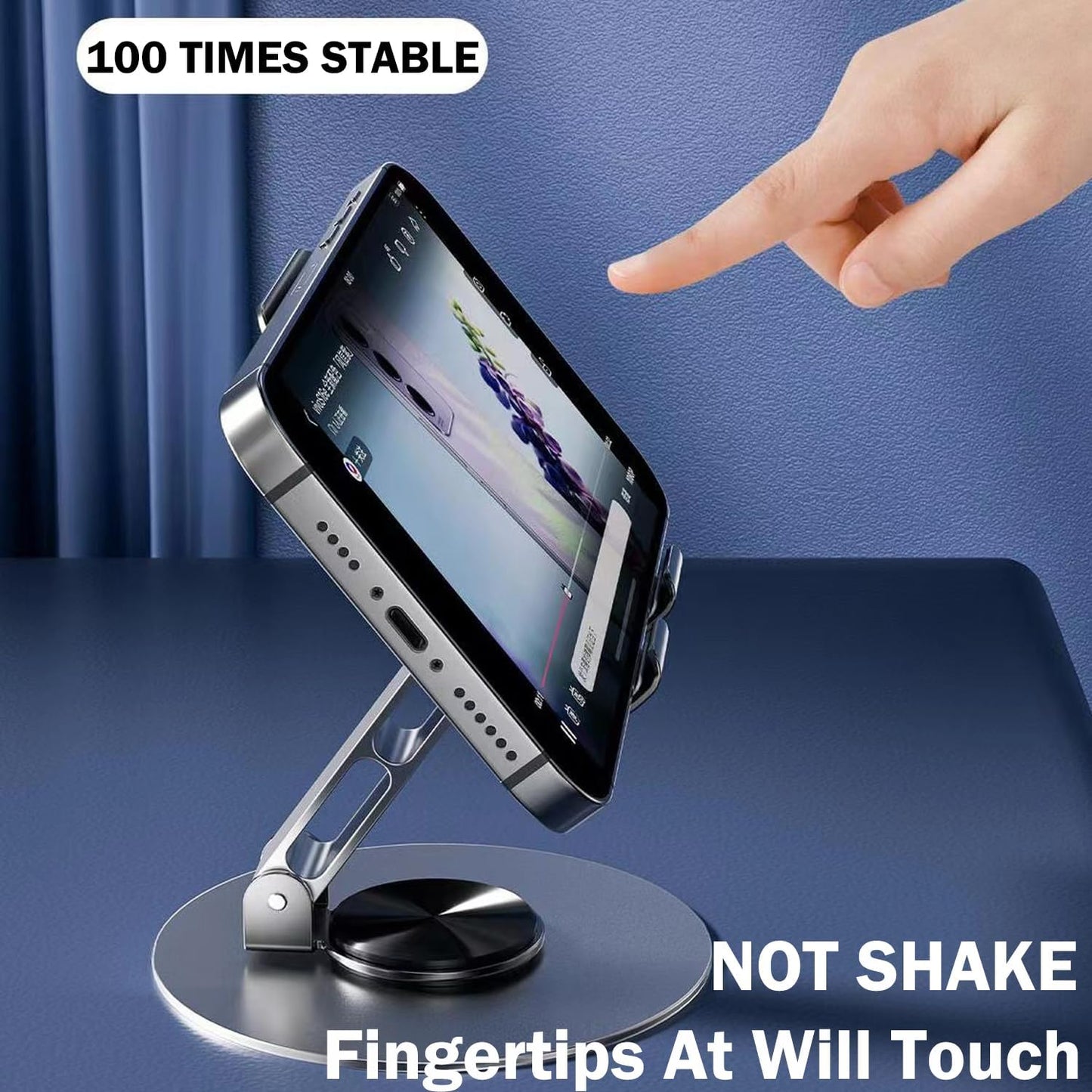 Foldable Cell Phone Stand – Adjustable & Rotatable Metal Holder
