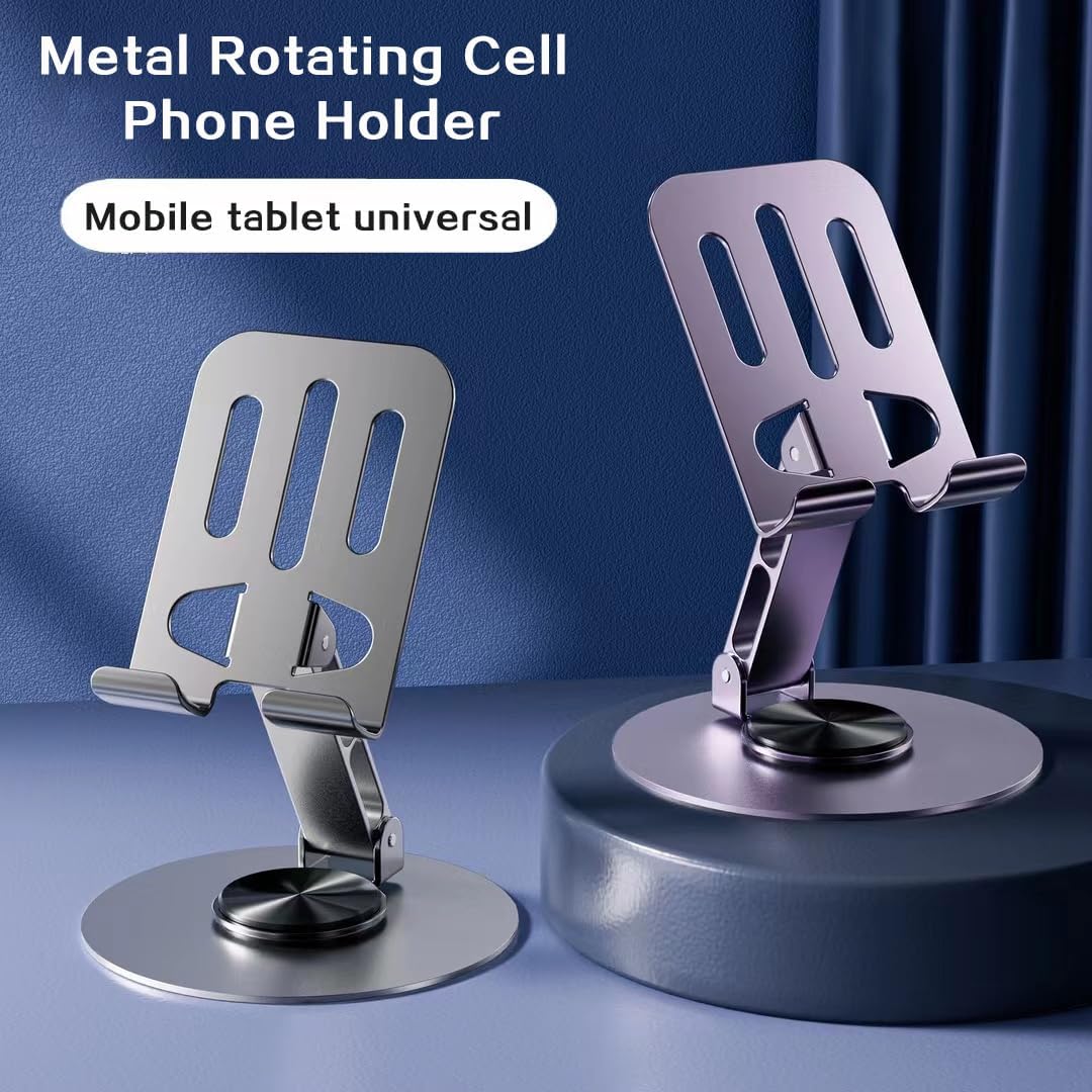 Foldable Cell Phone Stand – Adjustable & Rotatable Metal Holder