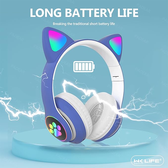 Cat Ear Wireless Headphones – RGB Light, Bluetooth & Long Battery Life