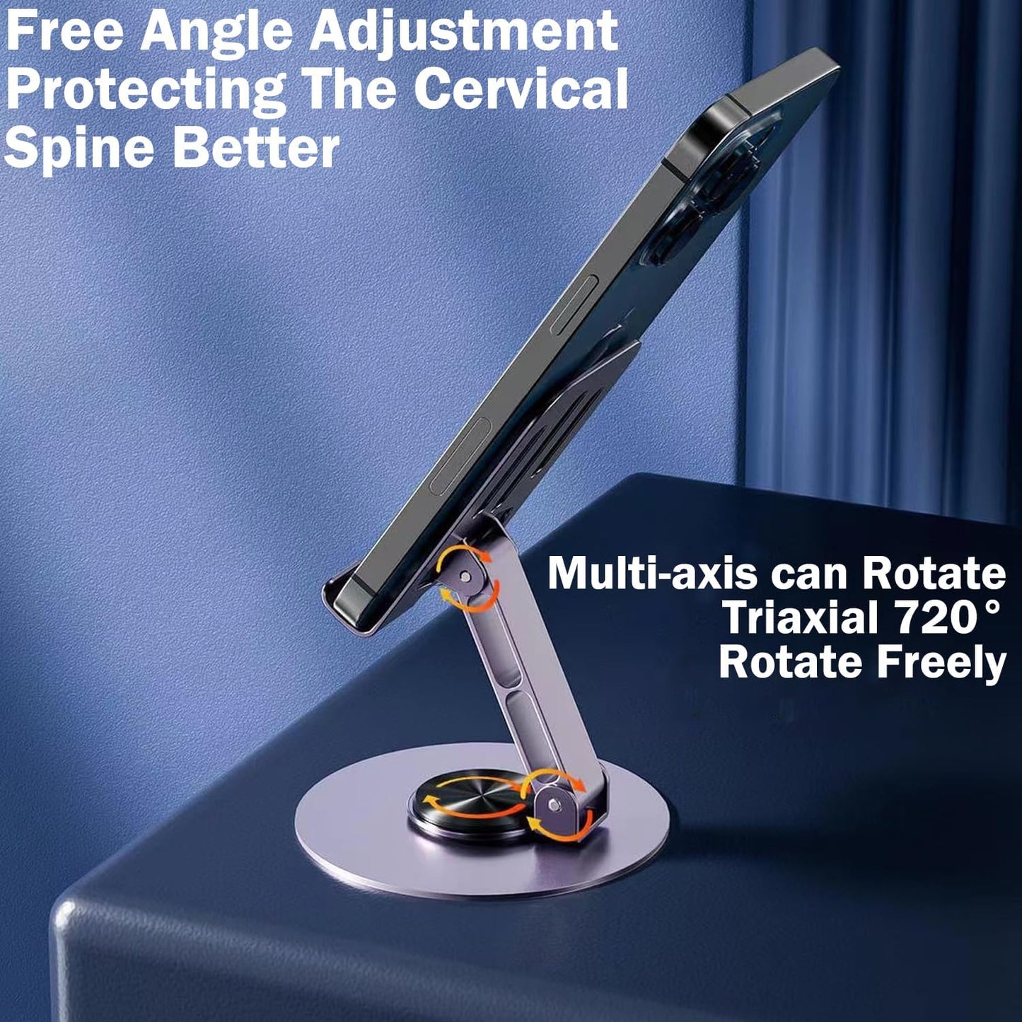 Foldable Cell Phone Stand – Adjustable & Rotatable Metal Holder