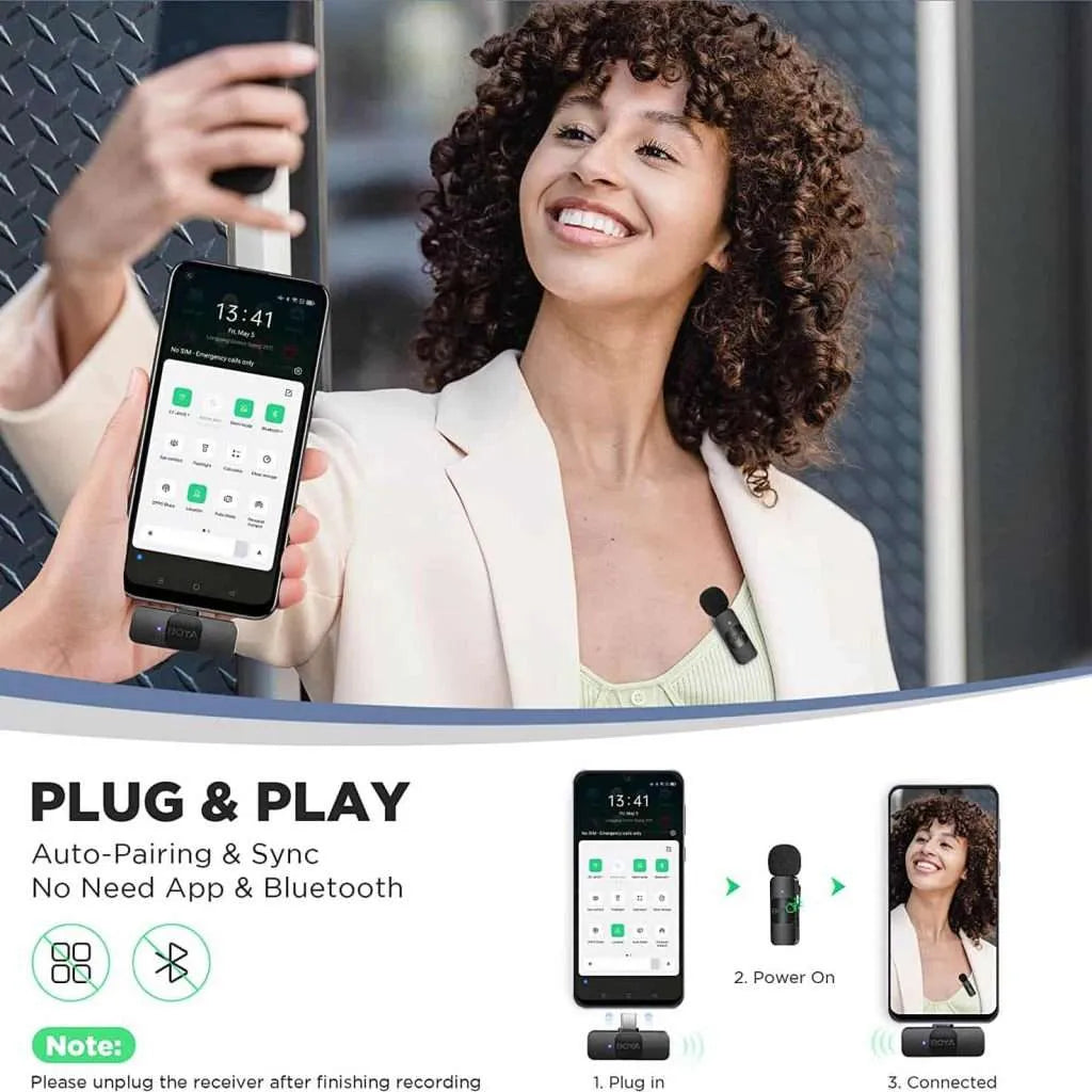 BOYA V10 USB-C Lavalier Microphone – 1 Mic for Android & Type-C Devices