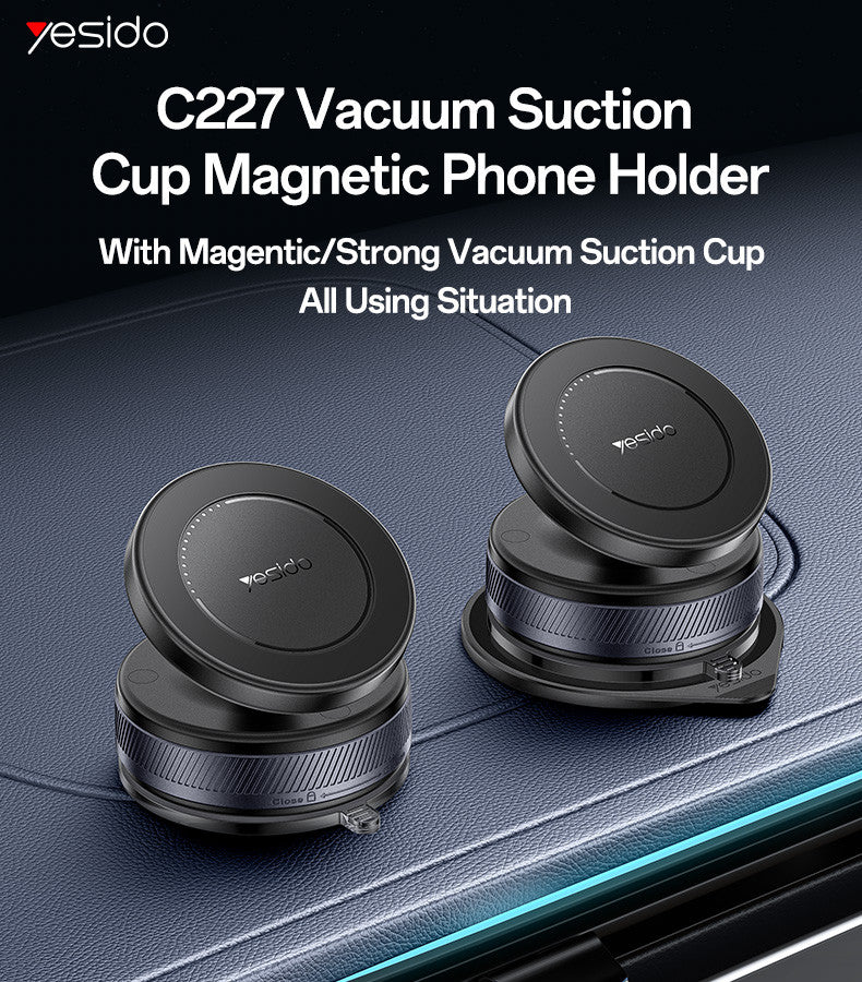Yesido C227 360° Rotating Magnetic Vacuum Suction Cup Mount – Strong Grip Car Holder