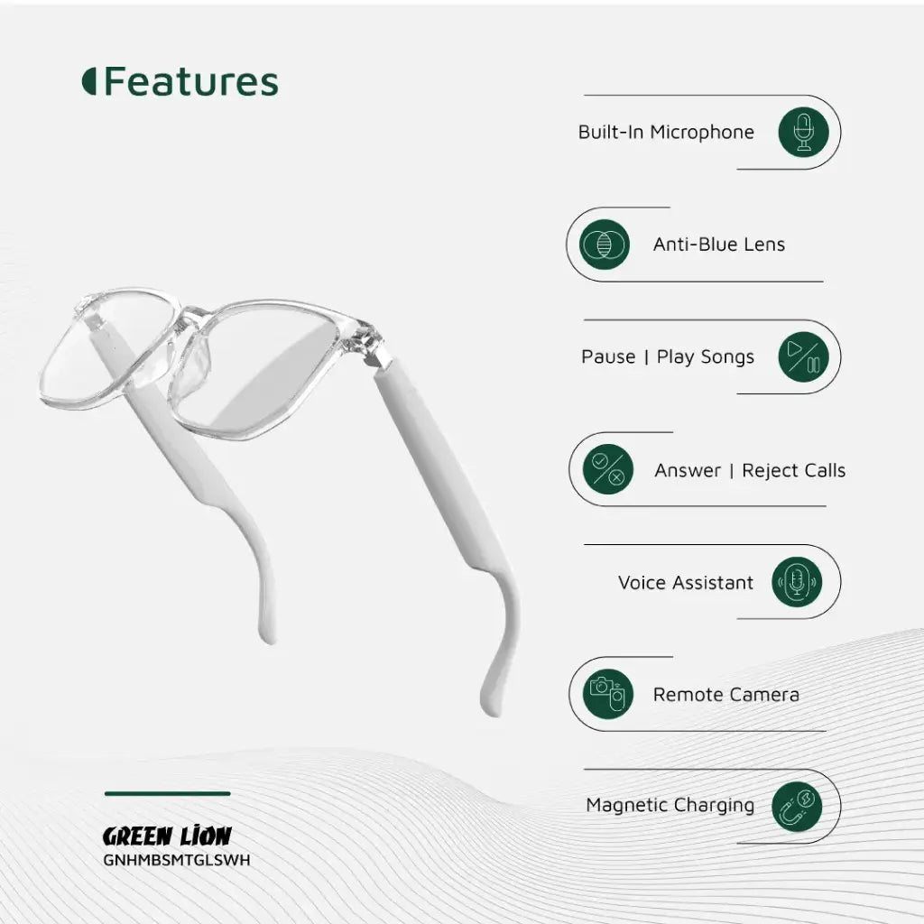 Green Lion Hamburg Smart Glasses | Anti-Blue Light | Bluetooth Audio | Touch Control
