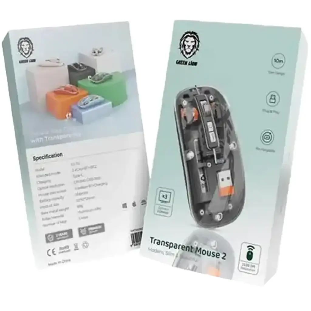 Green Lion Transparent Mouse 2 – 1600 DPI Wireless Precision