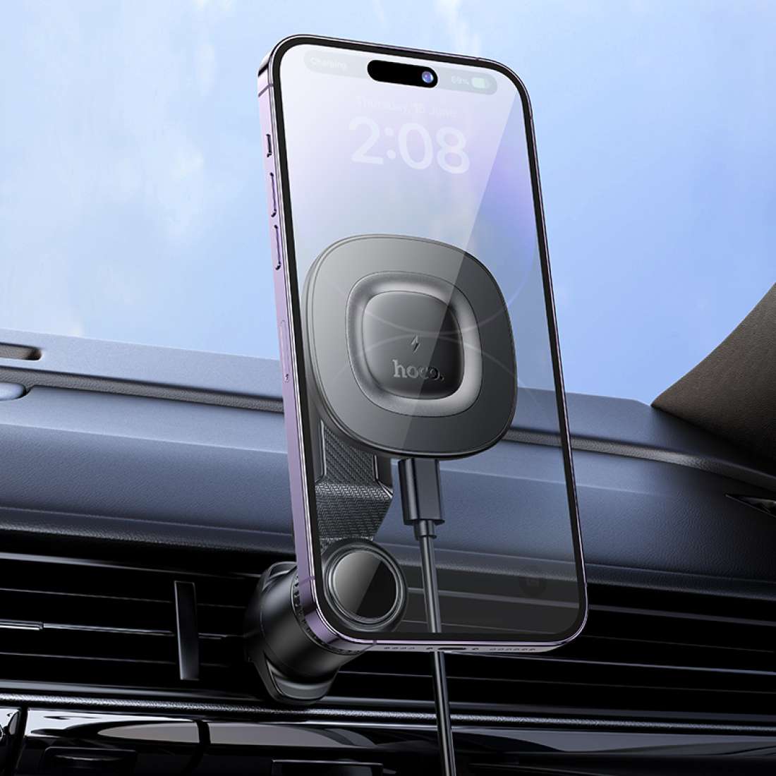 Hoco HW30 Crown Magnetic Wireless Charging Car Mount (Center Console)