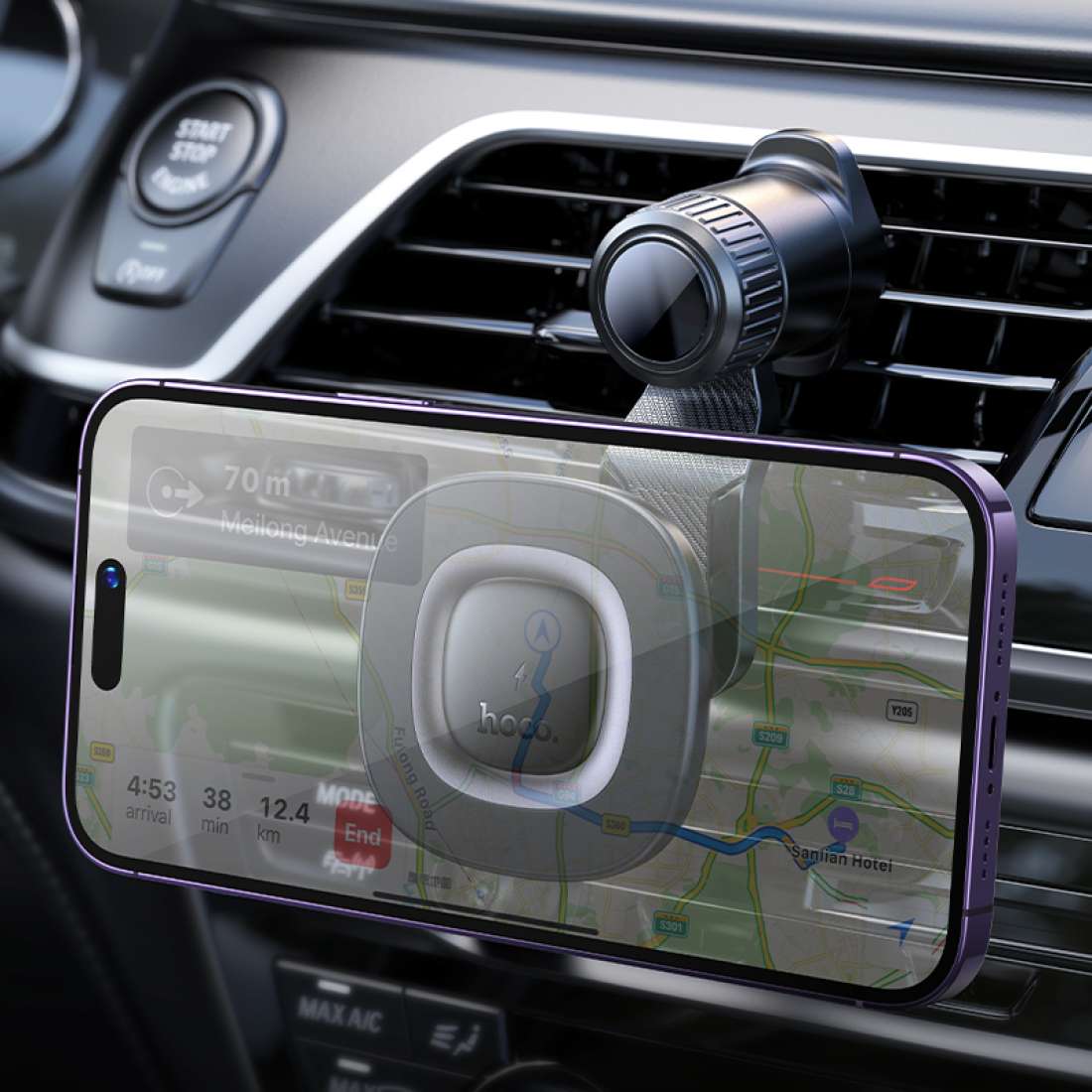 Hoco HW30 Crown Magnetic Wireless Charging Car Mount (Center Console)