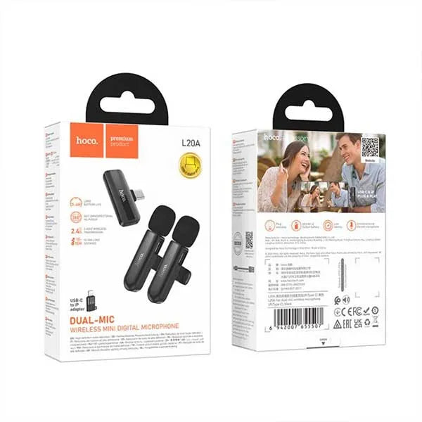 Hoco L20 Dual Microphone – Two-Person Recording Mic for iPhone & Android