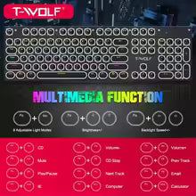T-Wolf T75 Mechanical Gaming Keyboard – RGB Backlit, Wired Connection