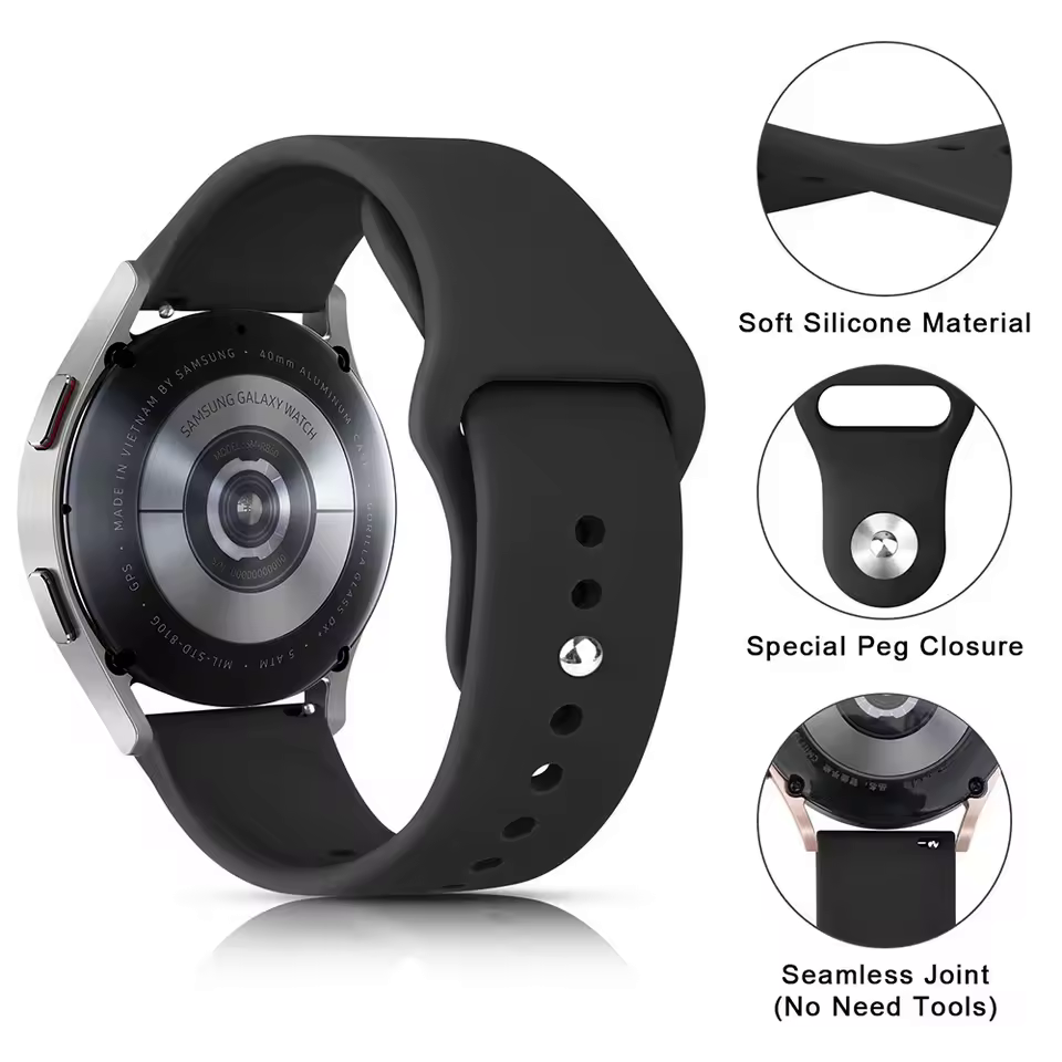 Universal Silicone Watch Band | 20mm | 22mm | Samsung Galaxy & Huawei Compatible