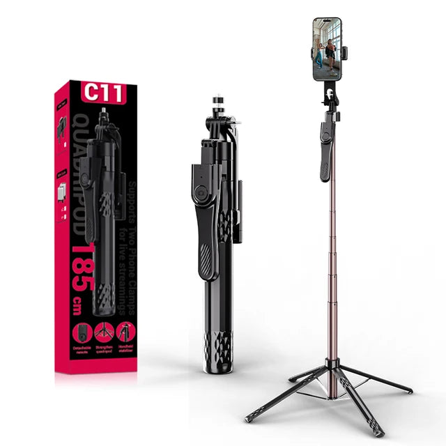 Quadripod C11 Adjustable Tripod Stand – Lightweight & Stable with Phone Holder