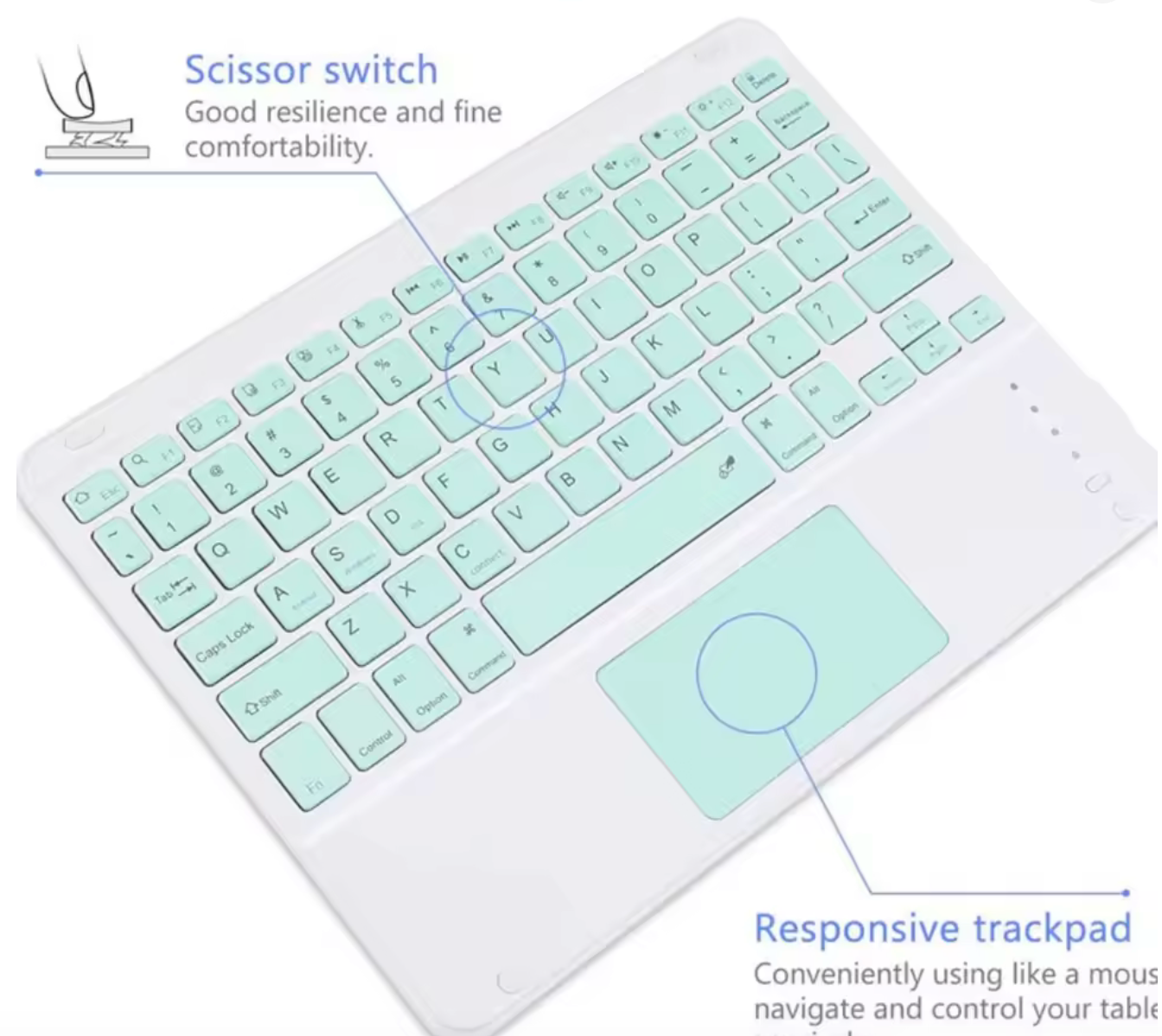 Wireless Touchpad Keyboard 10-Inch Rechargeable – Slim Multi-Device Keyboard