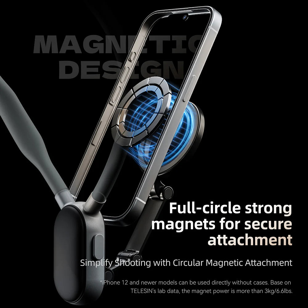 TELESIN Smartphone Magnetic Neck Holder – Hands-Free Adjustable Mount for Content Creation & Video Calls