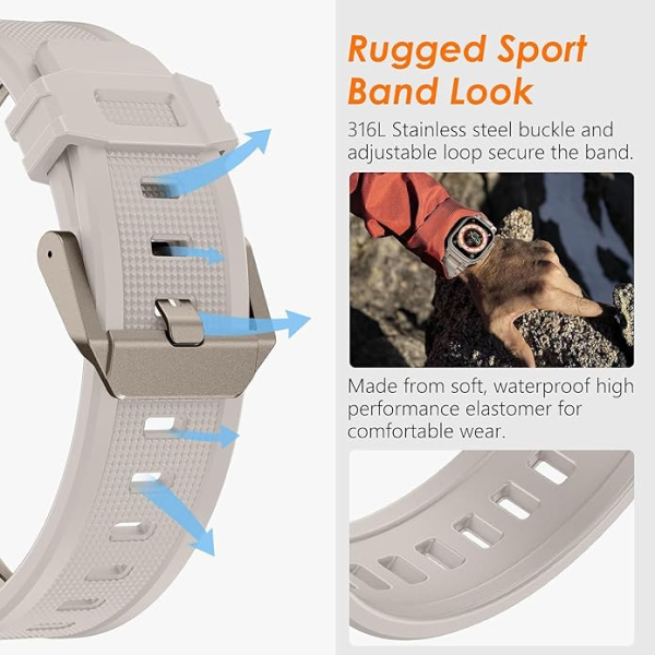 Apple Watch Armor Design Strap| FKM Rubber & Stainless Steel
