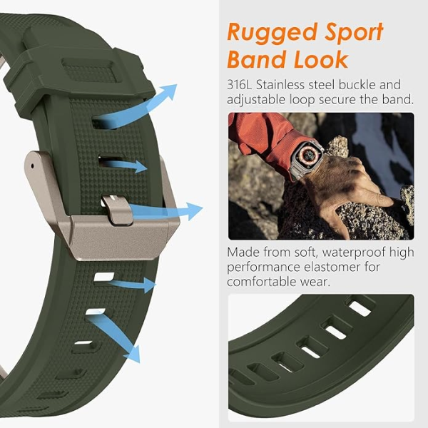 Apple Watch Armor Design Strap| FKM Rubber & Stainless Steel