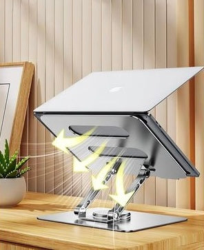 Strong & Modern Adjustable Laptop Stand for Desk with 360° Rotating Base – Universal Fit