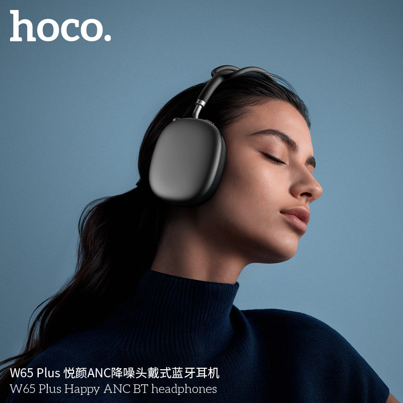 Hoco W65 Plus ANC Over-Ear Headphones – Bluetooth 5.4, 45 h Playtime, Active Noise Canceling