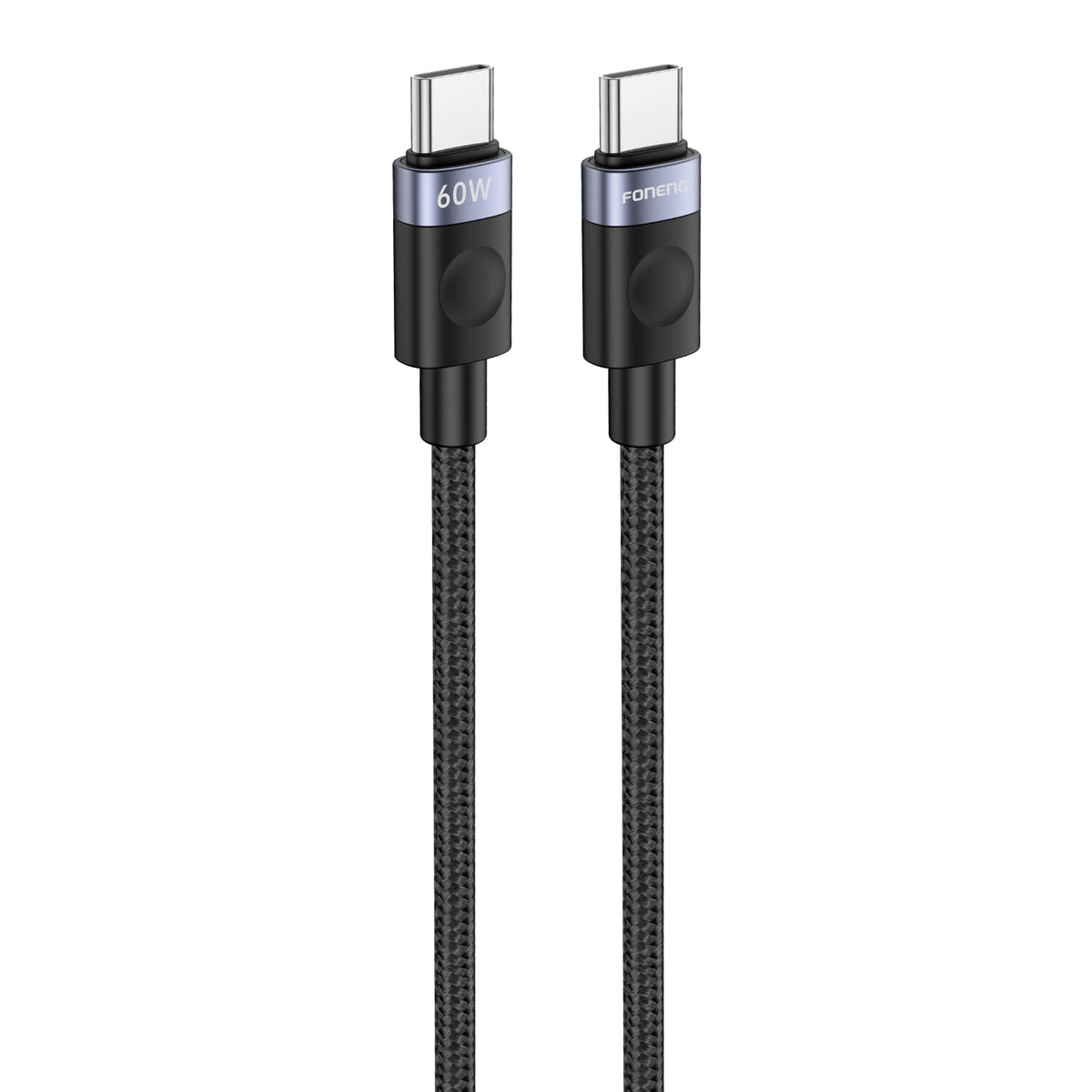 FONENG X115 USB-A to Type-C Braided Cable 1M Black – 18W Fast Charging