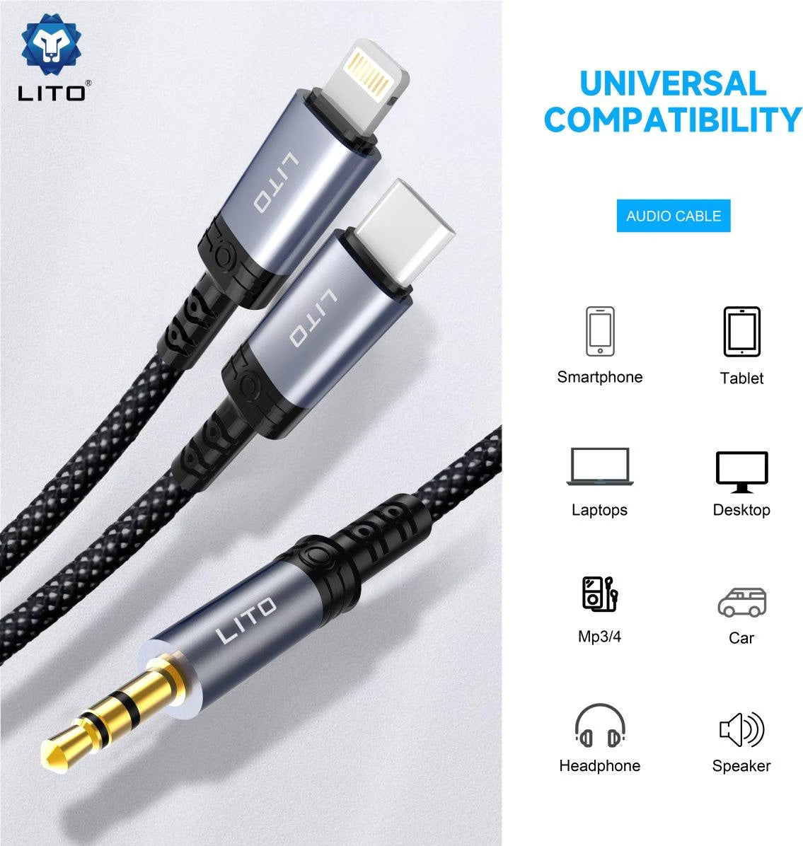 LITO LA01L Lightning to 3.5mm AUX Audio Cable