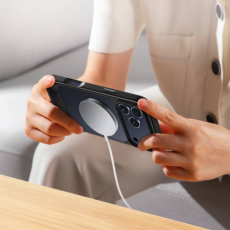 HOCO AS12 case with kickstand supporting hands-free viewing on iPhone.