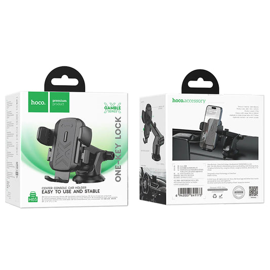 Hoco H65 Gamble Car Mount – Black (Center Console)