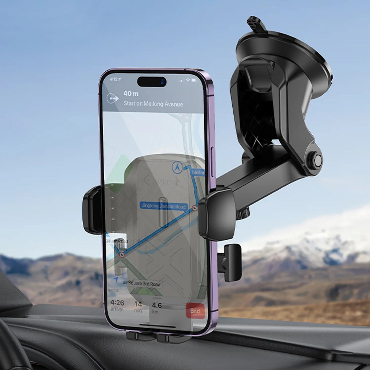 Hoco H65 Gamble Car Mount – Black (Center Console)