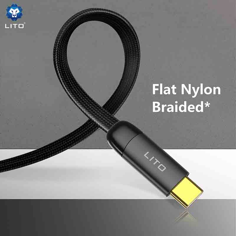 LITO LD11 90° Elbow Flat Braided 60W USB Charging Cable
