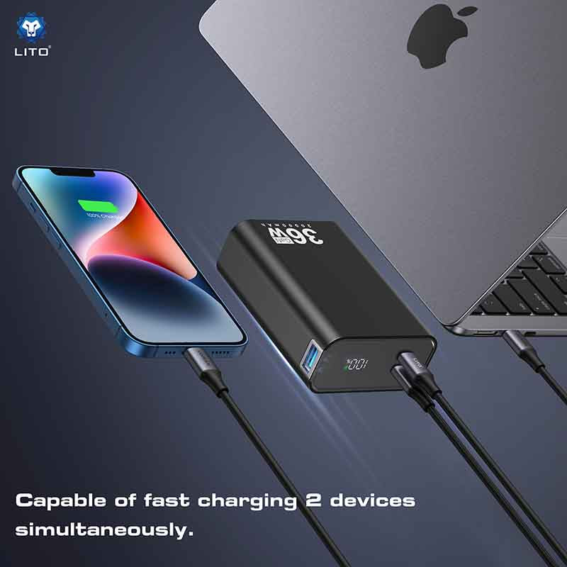 LITO LP02 GAN 36W Fast Charging 20000mAh High Capacity Power Bank