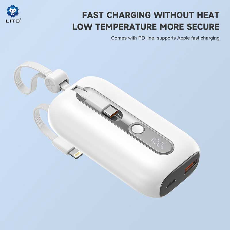 LITO LP06 22.5W 10000mAh Power Bank With Built-In Cable