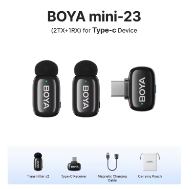 BOYA Mini-23 Dual Type-C Microphone with AI Voice & Noise Cancellation