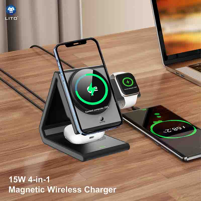 Lito Wireless Charging Station – 3-in-1 Fast Charger for Phone, Watch & AirPods