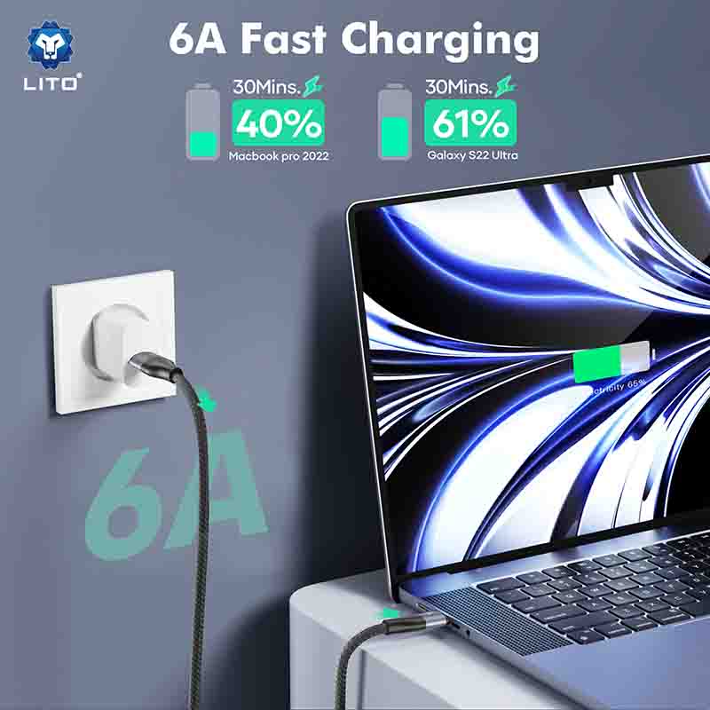 LITO LD23 1m 6A 100W Fast Charging Metal Type-C Cable