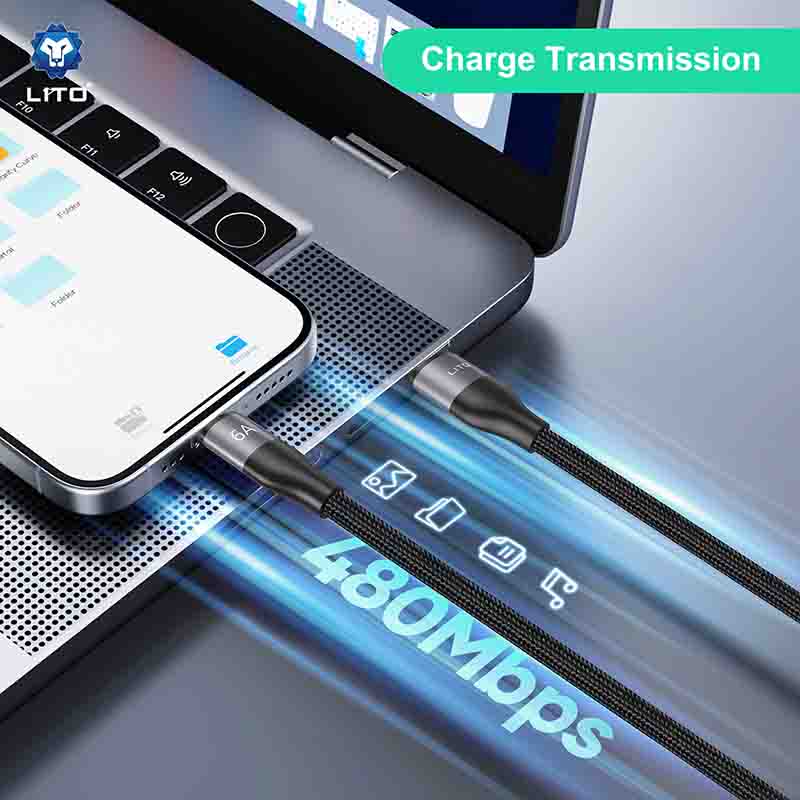 LITO LD23 1m 6A 100W Fast Charging Metal Type-C Cable