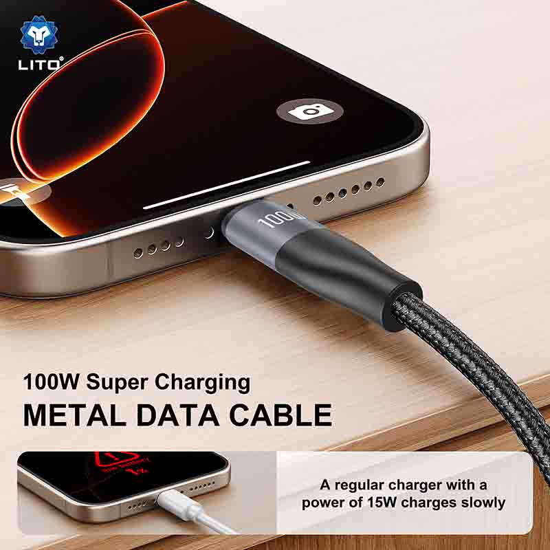 LITO LD25 2m 100W USB-C to USB-C Braided Charging Cable