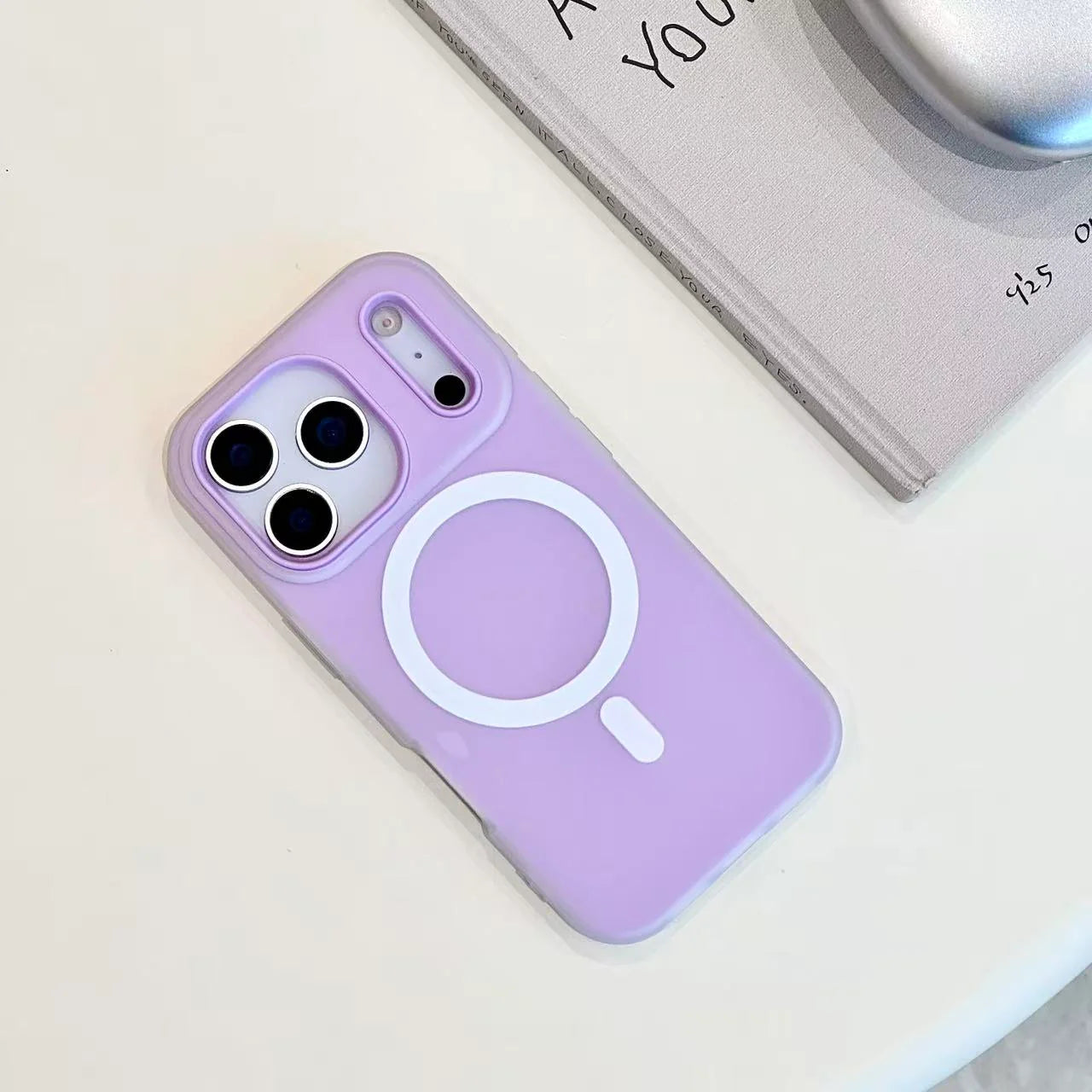 MagSafe rubber case transparent slim profile on iPhone Pro