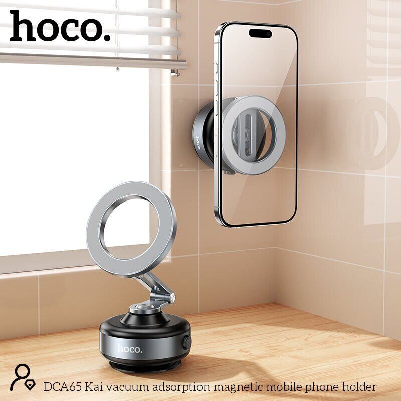 HOCO DCA65 car mount – N52 magnets holding a phone at 360°