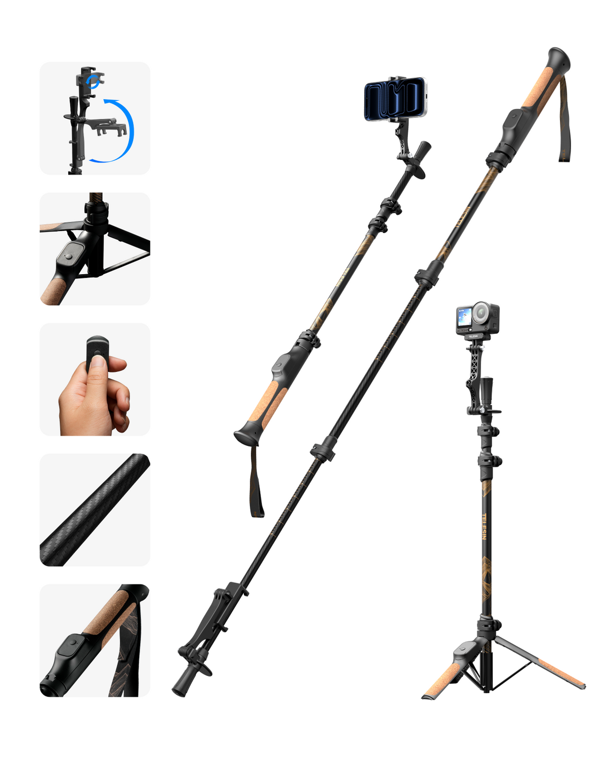 TELESIN TrekShot 3-in-1 selfie stick tripod