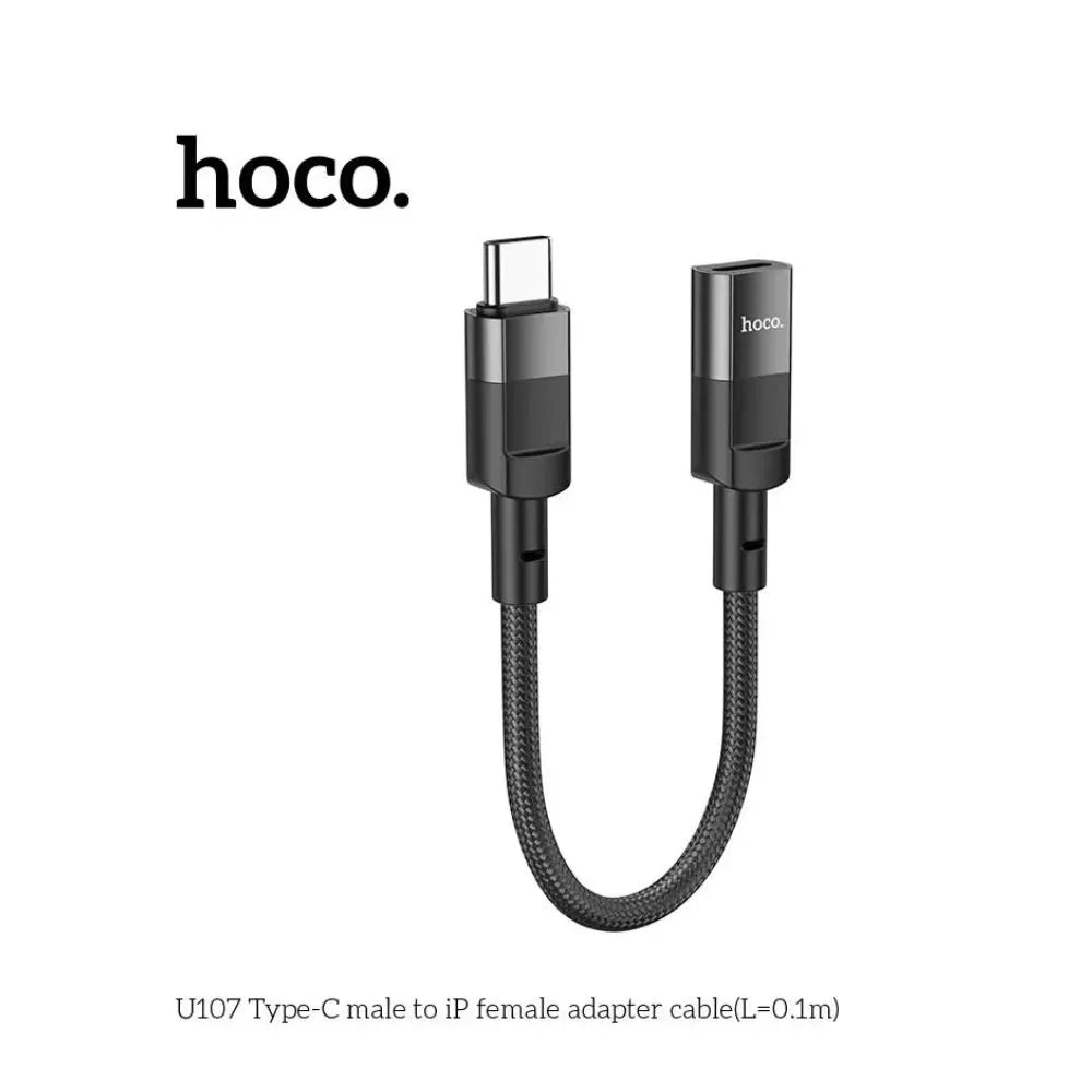 HOCO U107 USB-C Male to Lightning (IP) Female Adapter Cable – 10cm