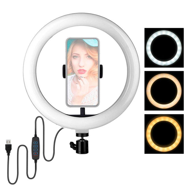 Ring Light LJJ-33 (33cm) with Tripod – Adjustable, Stepless Dimming, 3 Light Modes