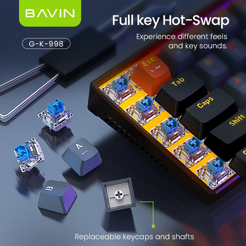 BAVIN G-K-998 RGB 63-Key Mechanical Gaming Keyboard w/ Wired Connection