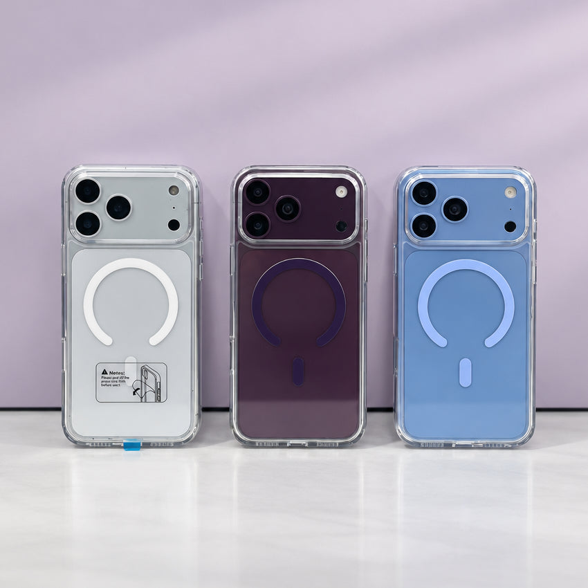 PIBLUE TPU+PC clear MagSafe case - magnet ring and raised camera edge