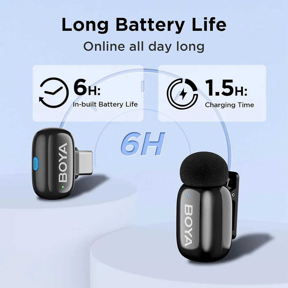 BOYA Mini USB-C Microphone with AI Voice & Noise Cancellation