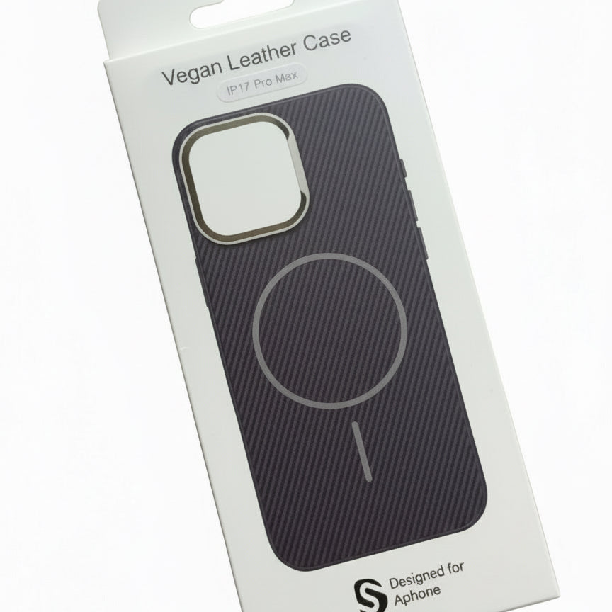 Carbon Fiber Vegan Leather Magnetic Case for iPhone (MagSafe Compatible)