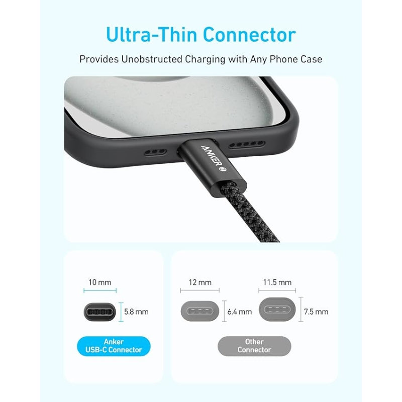 High-speed USB-C to USB-C cable by Anker with braided design
