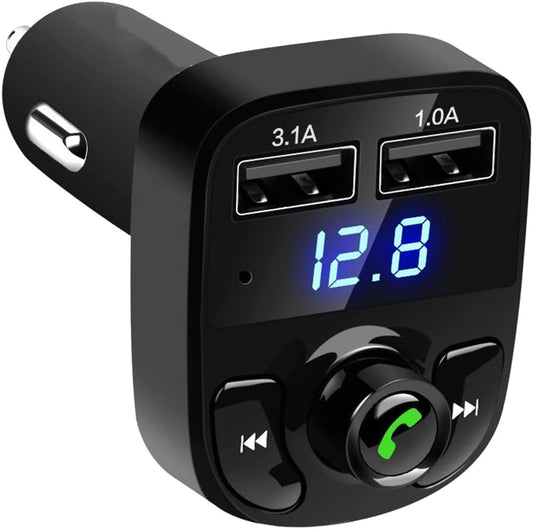 Vdenmenz Car Wireless FM Transmitter – Bluetooth Audio Adapter with Hands-Free Calling & Dual USB Charging